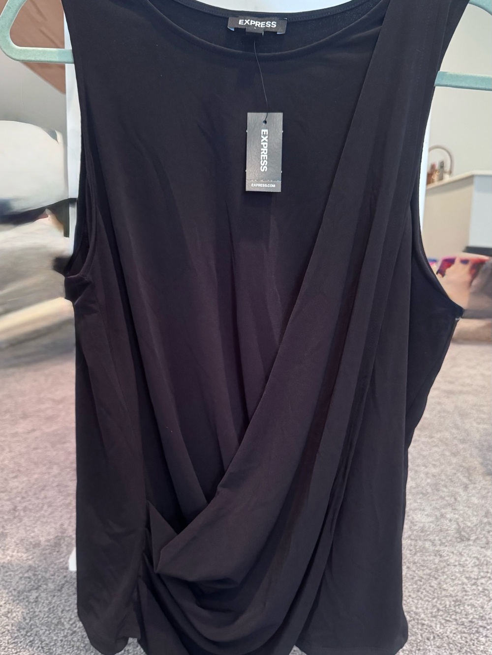 NWT Express Black Draped V-Neck Sleeveless Camisole